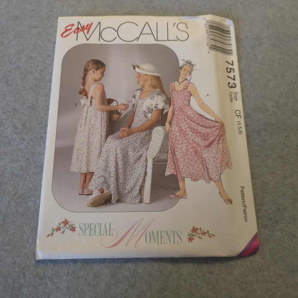 McCall's 7573 Special Moments Dress Pattern Sz 4-6 Girls Uncut Vintage 1990s